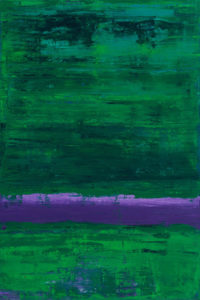 Abstract field painting purple on green