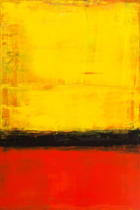 Abstract field painting yellow on orange